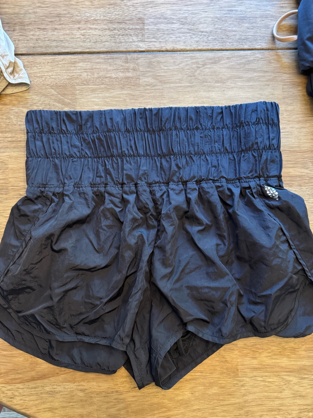 FP Movement by Free People Black Smocked Waist Athletic Shorts